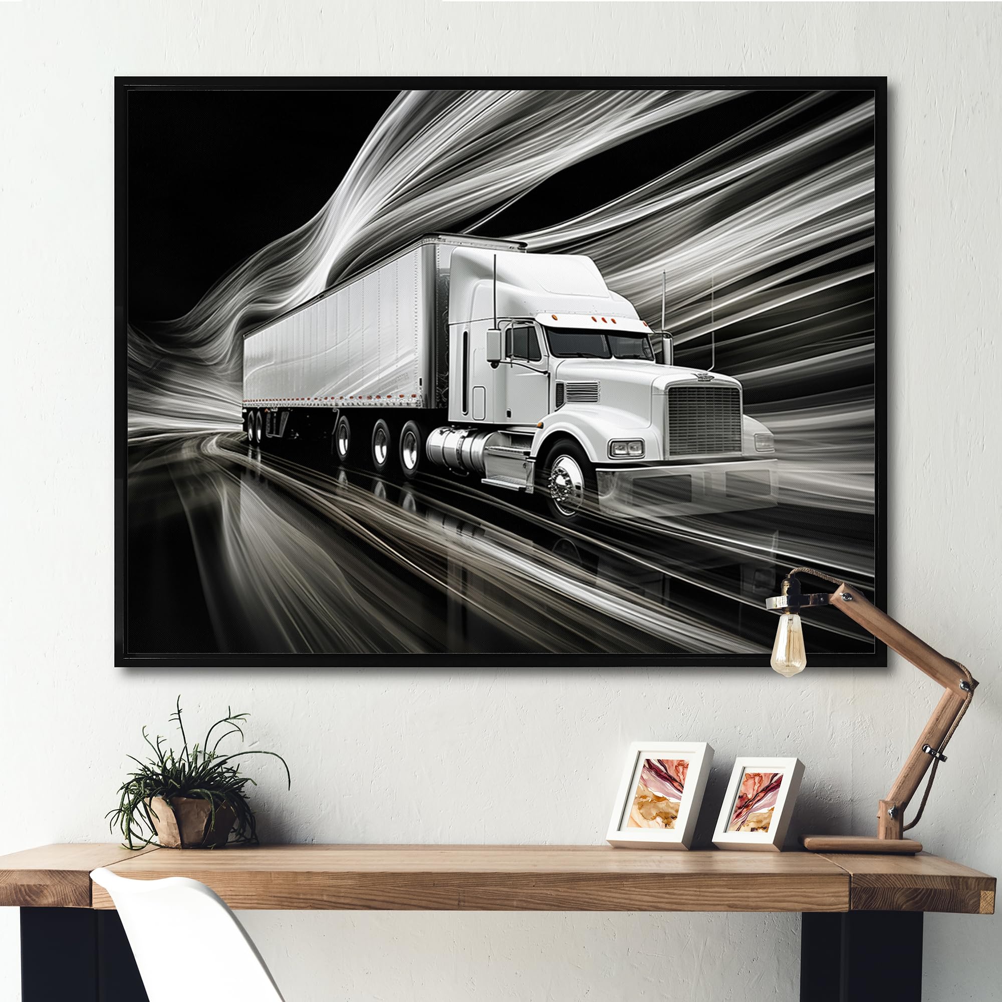 Amazon.com: Truck framed wall Art, Truck 53Ft Translucent flow I